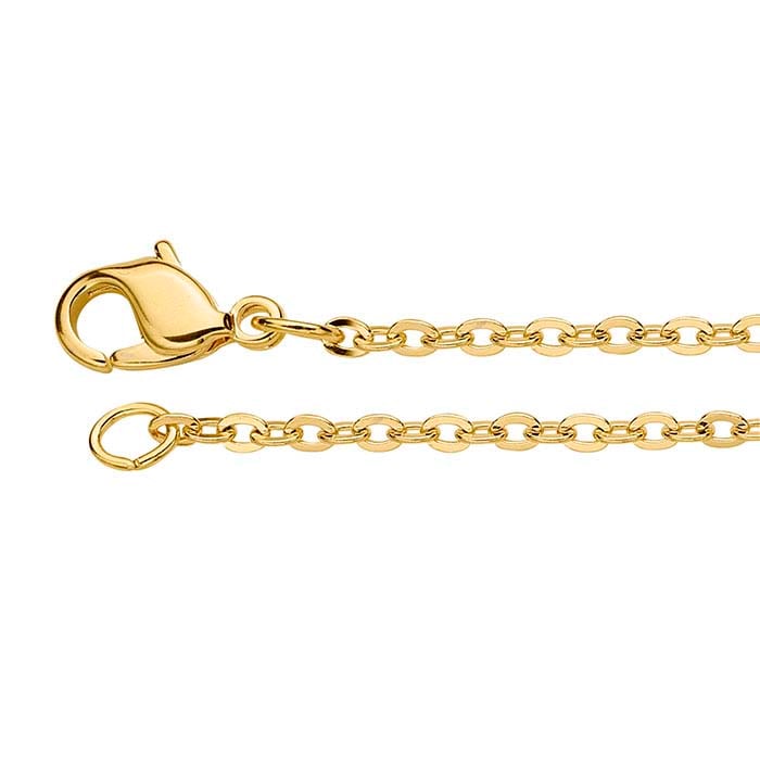 Brass Yellow Gold Plated Flat Oval Cable Chain Riogrande