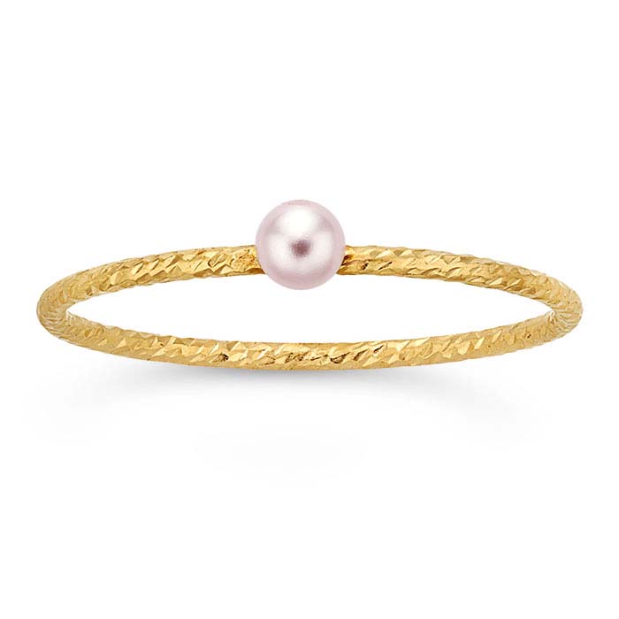 Yellow Gold Filled Simulated Rosaline Pearl Set Sparkle Ring