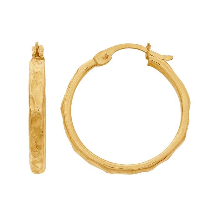 Yellow Gold Filled Hammered Hoop Earrings Riogrande