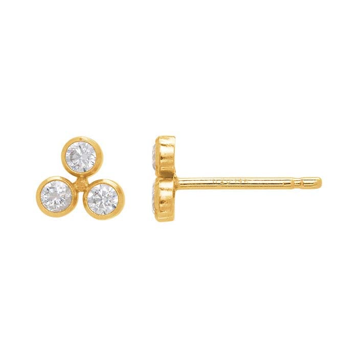 Yellow Gold Filled White Cz Set Post Earring Riogrande