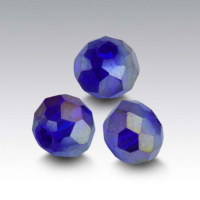 Crystal Faceted Roundel Beads Transparent Sapphire AB RioGrande