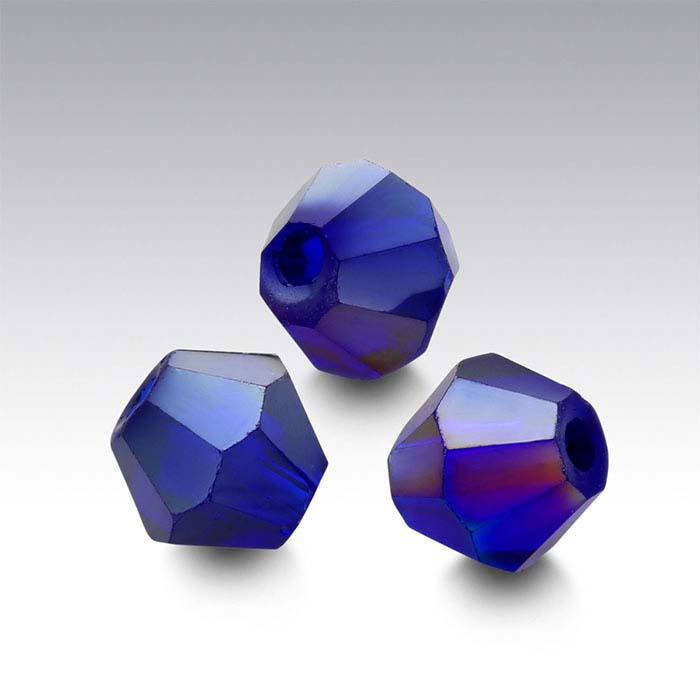 Crystal 6mm Faceted Bi Cone Bead Transparent Sapphire AB RioGrande