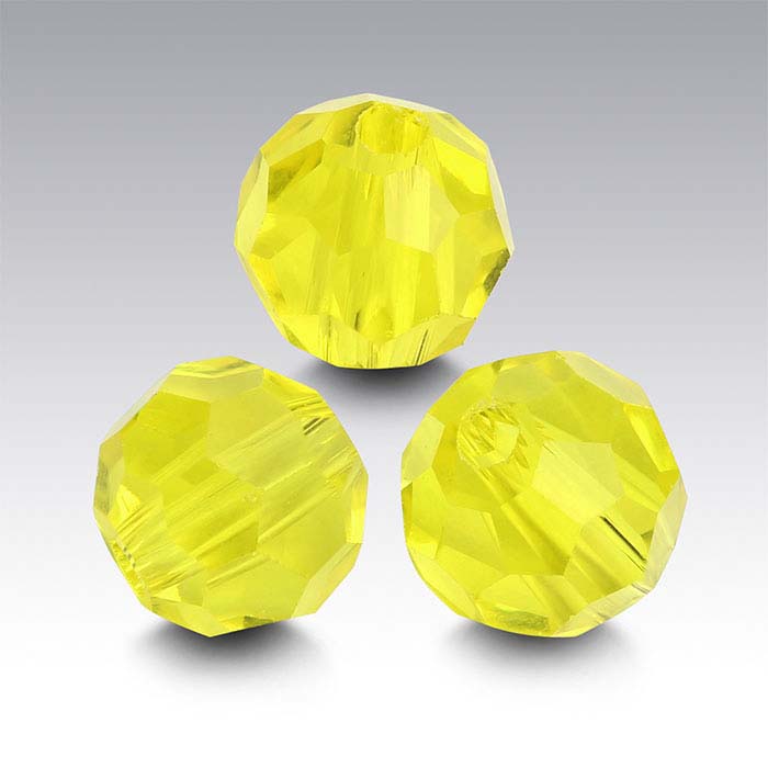 Crystal 6mm Faceted Round Bead Transparent Yellow RioGrande