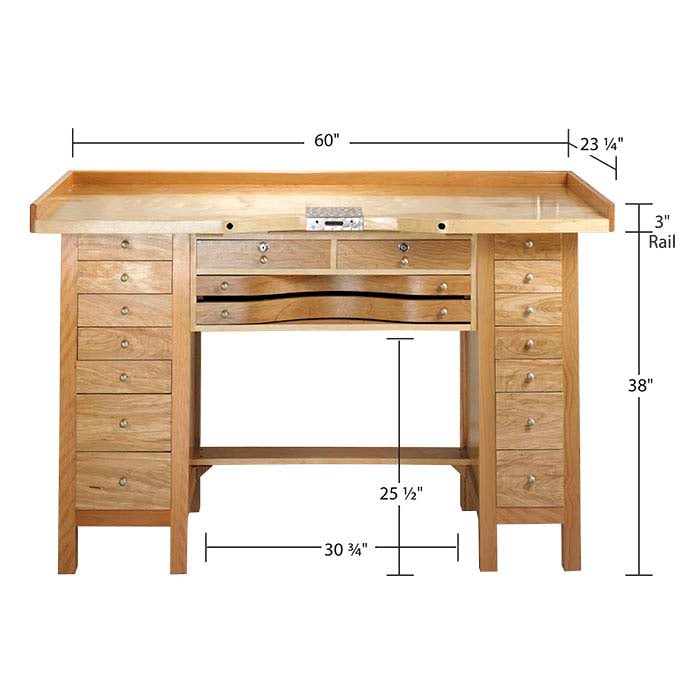 Roseco Store - 4-Drawer Solid Wood Jeweler's Workbench