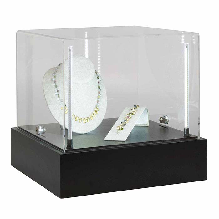 Black Lighted Display Case  Large Locking Jewelry Showcase