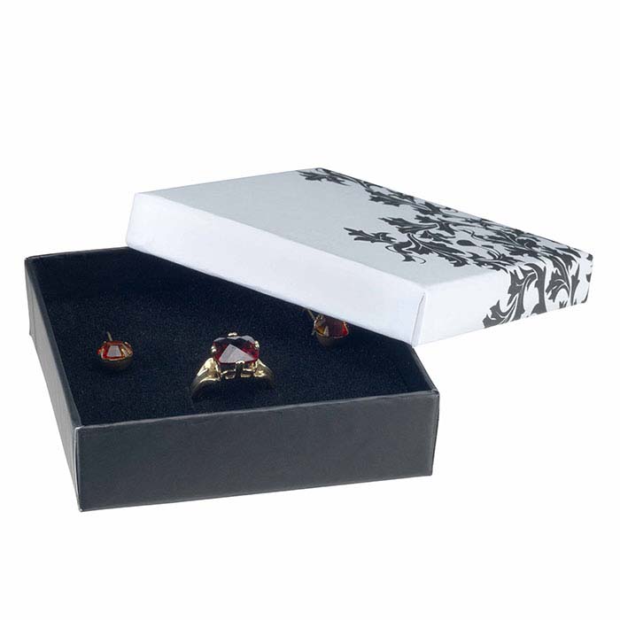 4 Black Flocked Earring Gift Boxes Jewelry Box