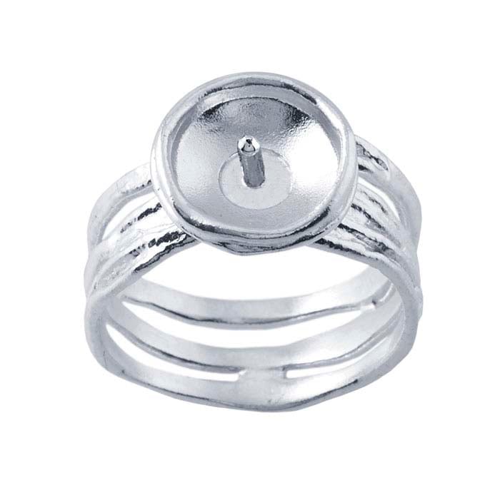 Sterling Silver Textured Pearl Ring Mounting - RioGrande