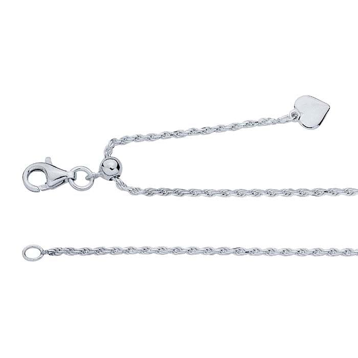 Sterling Silver Diamond-Cut French Rope Chain Necklaces, Adjustable ...