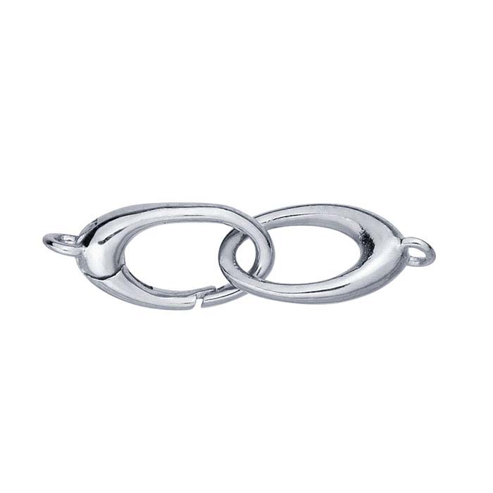 Sterling Silver Clasp, Double Push Lobster, 16mm (Each)
