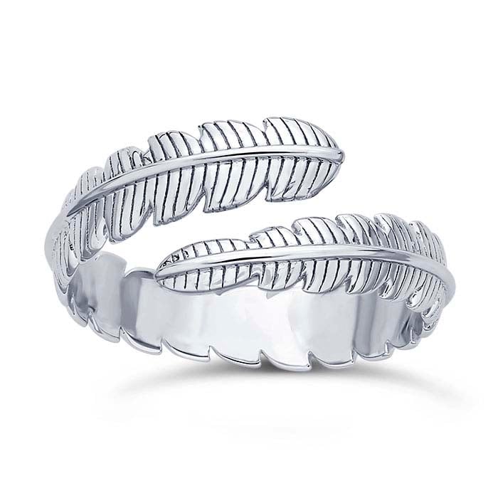 Sterling Silver Feather Bypass Ring - RioGrande