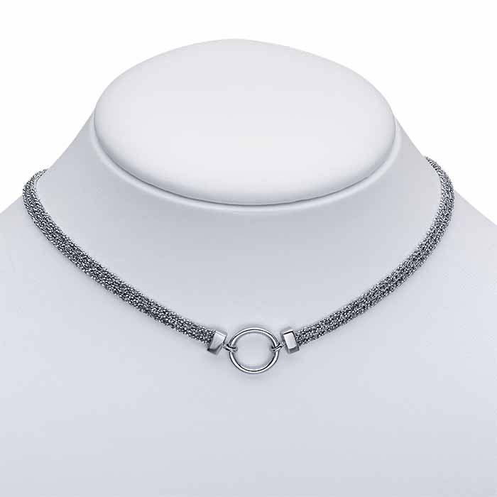 Royal Chain Silver Bar Fringe Choker AGRC13415-18, Graham Jewelers