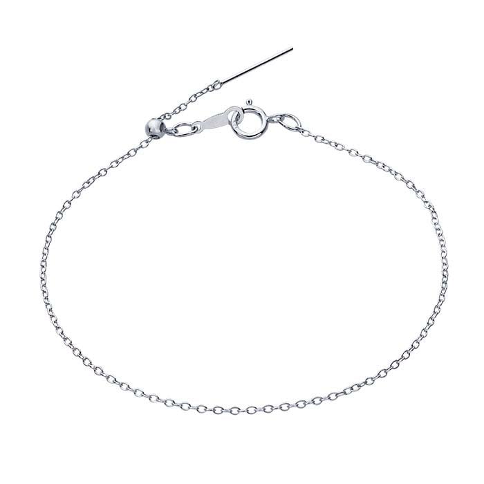 Sterling Silver Add-A-Bead Cable Chain Bracelet, Adjustable