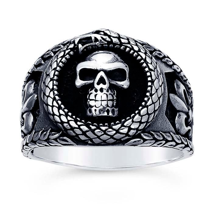 Store 925 Sterling Skull and snake ring