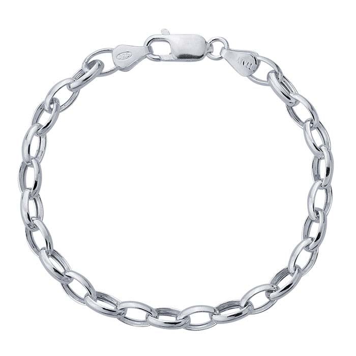 Sterling Silver 5.5mm Hollow Round Rolo Chain Bracelet - RioGrande