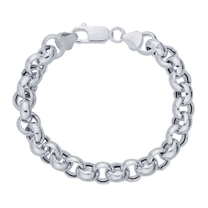 Sterling Silver 9.1mm Hollow Round Rolo Chain Bracelet - RioGrande