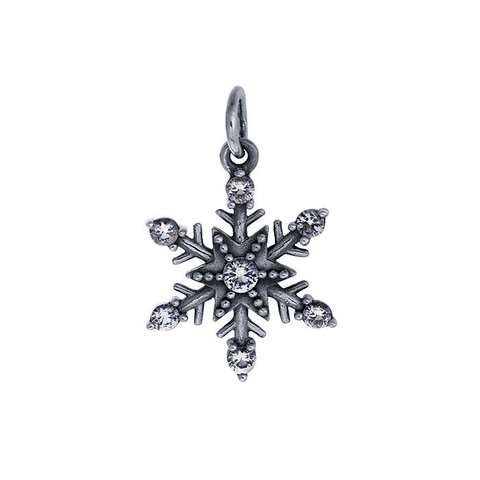 Sterling Silver Snowflake Pendant with Nano Gems