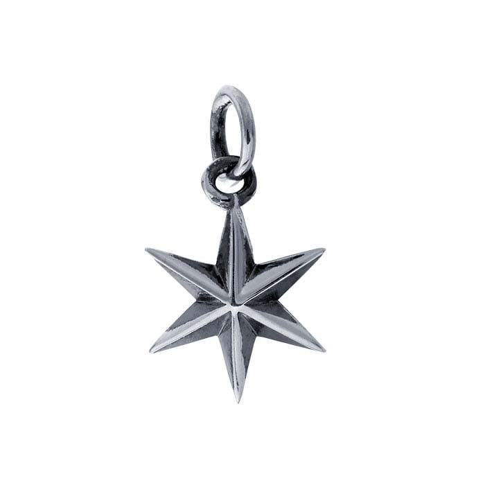 Sterling Silver Ridged Six-Point Star Charm - RioGrande