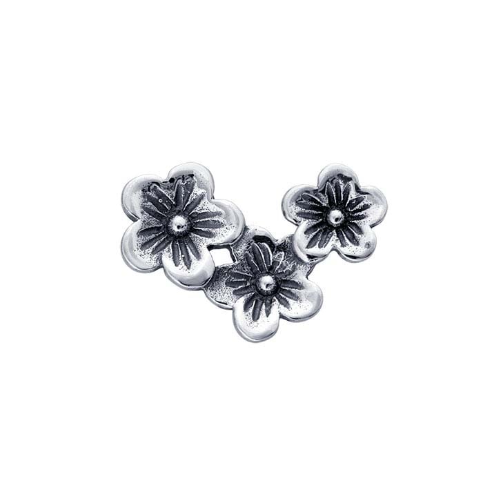 Sterling Silver Three Cherry Blossoms Component - RioGrande