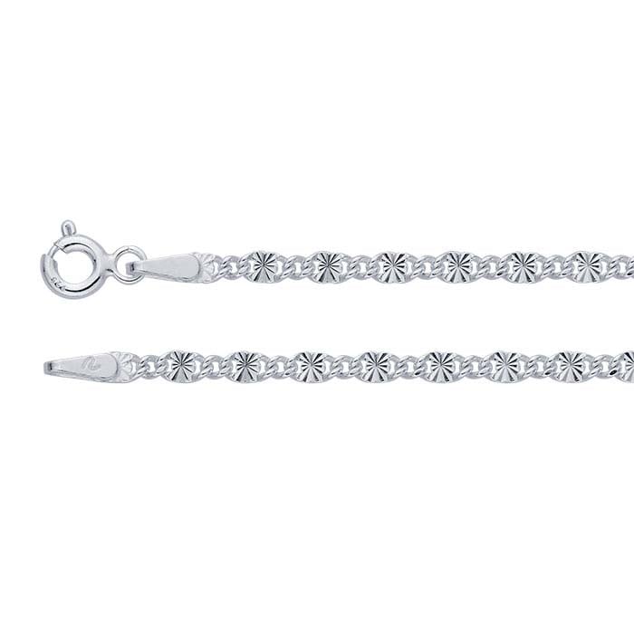 Sterling Silver 2.5mm Curb Chain with Stamped Oval Links - RioGrande