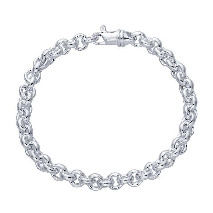 Sterling Silver 7.2mm Hollow Rolo Chain Bracelet - RioGrande