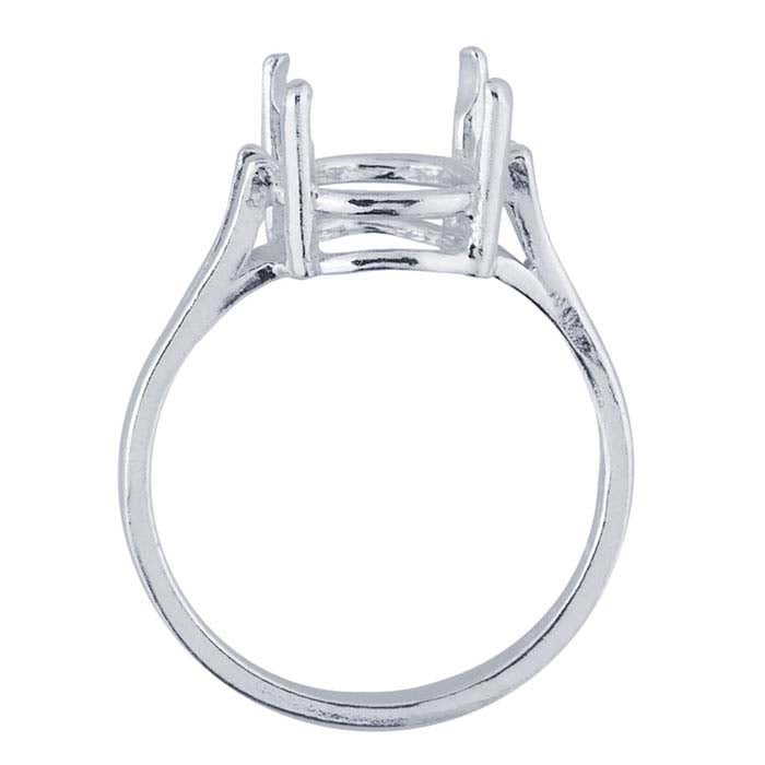 Patterned Square Ring on sale with Rectangular Prongs Mounting in Sterling Silver for 15x16mm Stones | MTR233