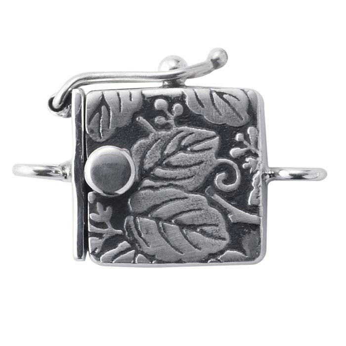 Sterling Silver Leaf Pattern Box Clasp with Safety Catch
