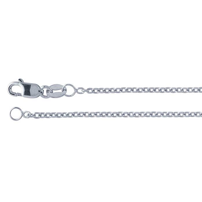 14k White Gold Beveled Oval Cable Chain - Riogrande