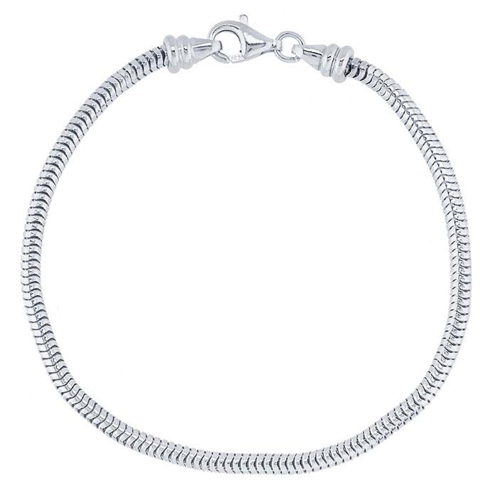 Sterling Silver Unseamed Snake Chain Bracelets with Threaded End Cap ...