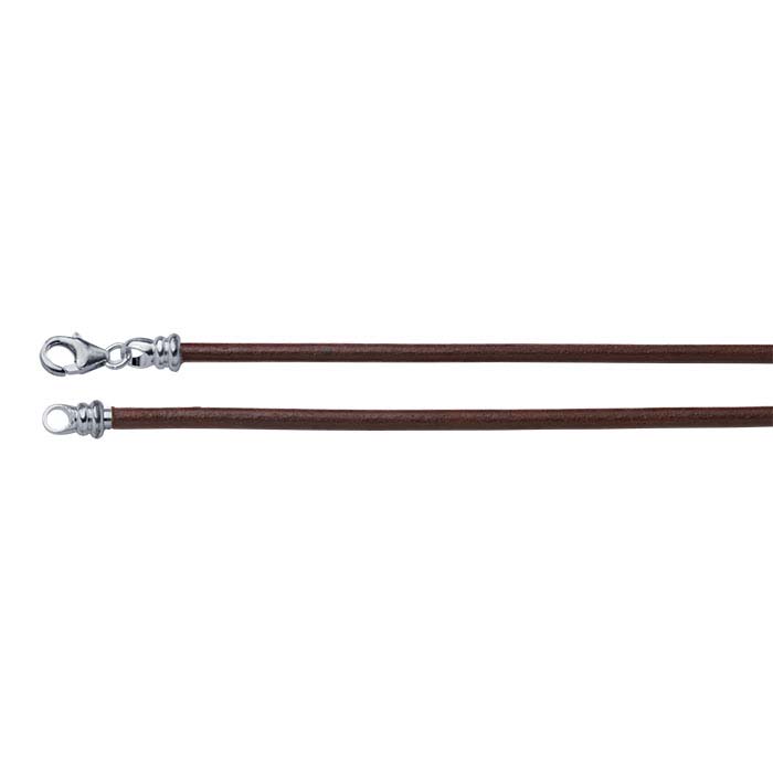 Brown Leather Cord with Threaded Sterling Silver End Cap