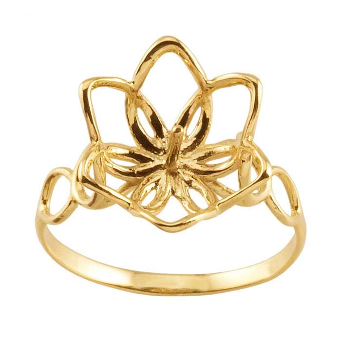 Flower Pearl Ring 14K Yellow Gold