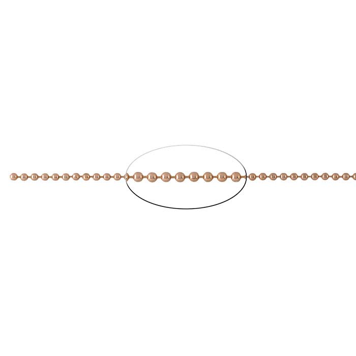 3.2 mm Copper Ball Chain, Raw Copper Chain, 5/10/15/20 Foot Lengths