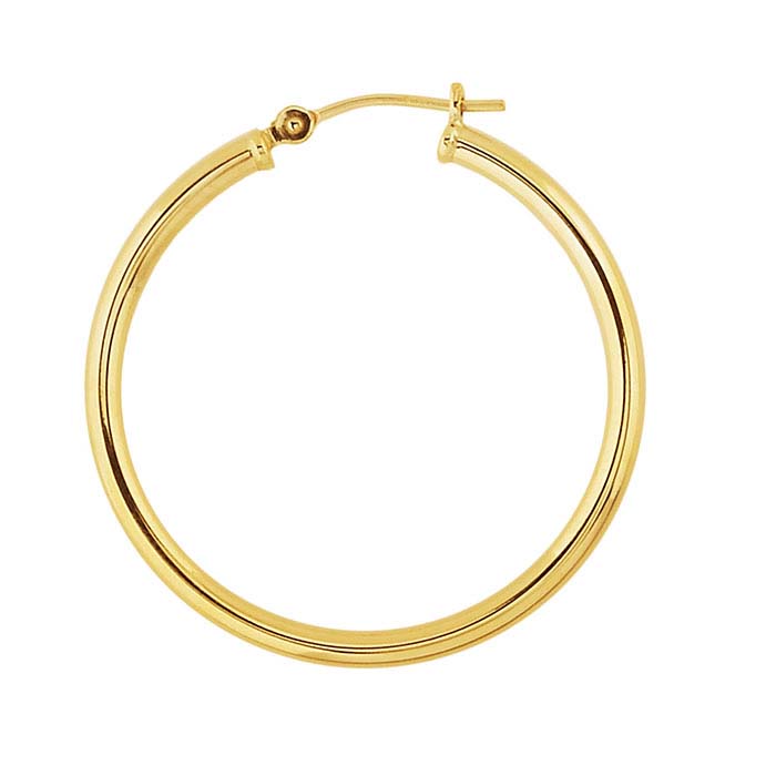 14k Yellow Gold 2mm Tubing Hoop Earrings Riogrande