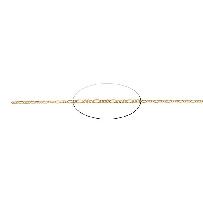 Kooljewelry 14K Yellow Gold Filled Solid 4.35 mm Figaro Necklace (16, 18, 20, 22, 24, 30 or 36 inch)