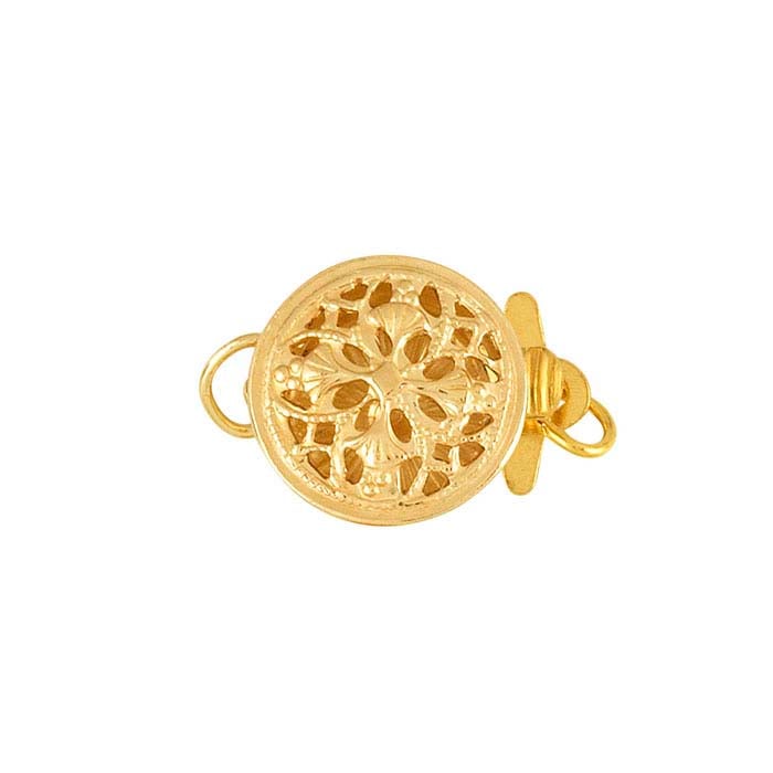 14/20 Yellow Gold-Filled Round Filigree Safety Clasp