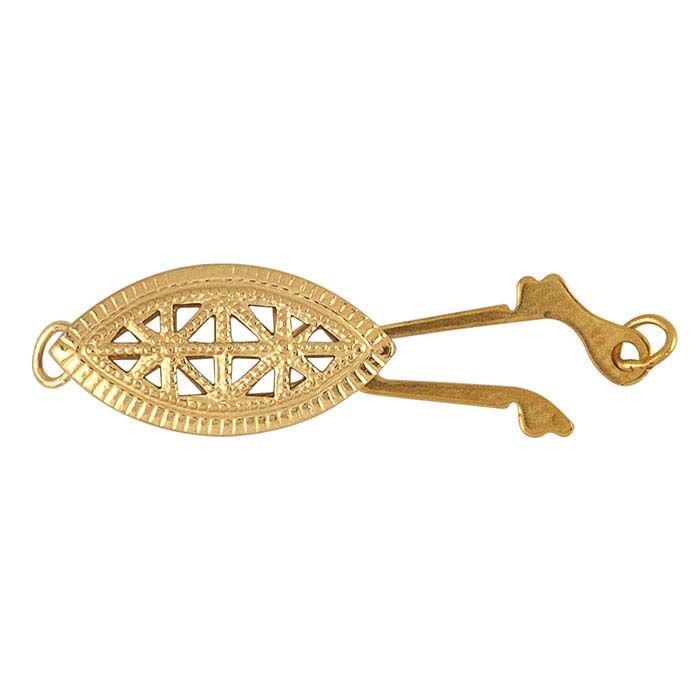 14/20 Yellow Gold-Filled Marquise Filigree Safety Clasp