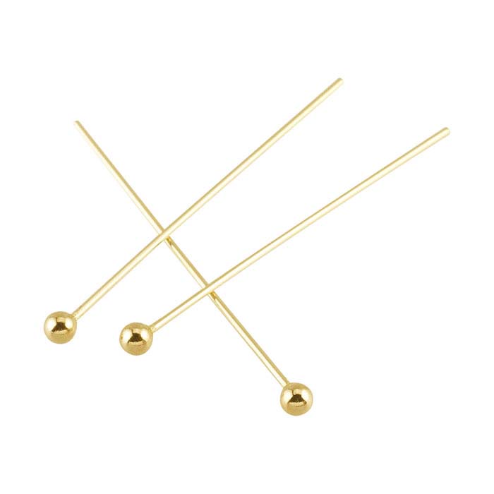 14/20 Yellow Gold-Filled 2mm Ball Head Pins, 1/2-Hard - RioGrande