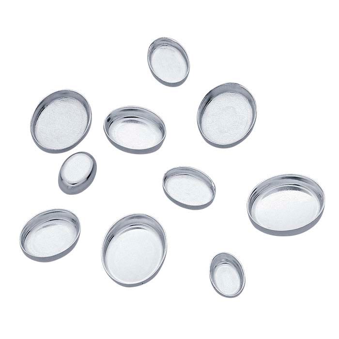 Sterling Silver 925 Round Simple bezel cup settings for 6mm cabochons with  1 vertical loop