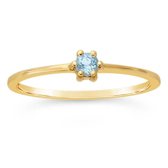 14K Yellow Gold 3mm Round Blue Topaz-Set Ring - RioGrande