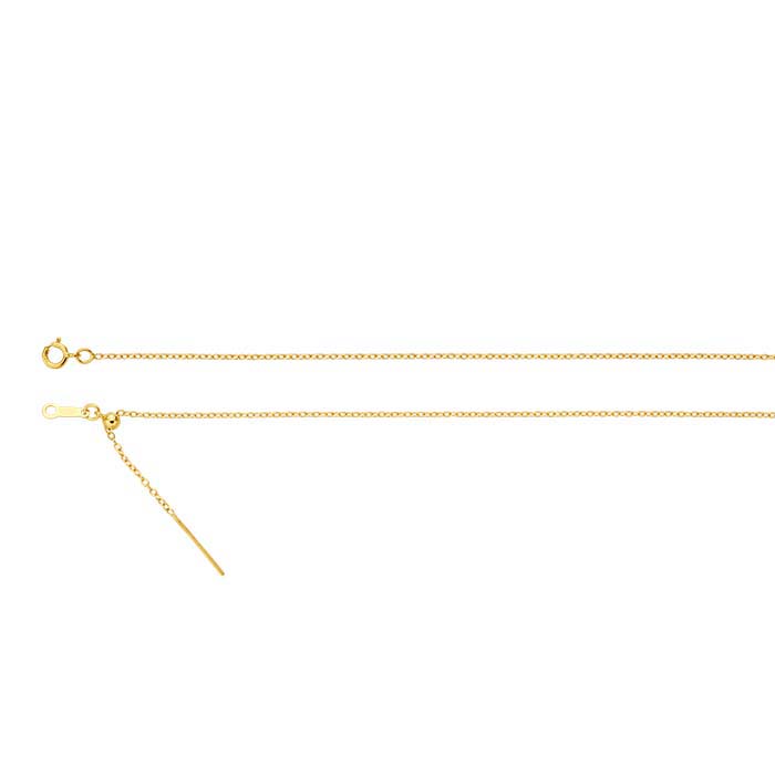 14/20 Yellow Gold-Filled 1.1mm Add-A-Bead Cable Chain Necklace Adjustable