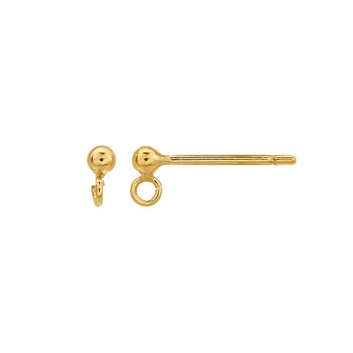 5mm Gold-Filled Earring Post Ball w/ Ring