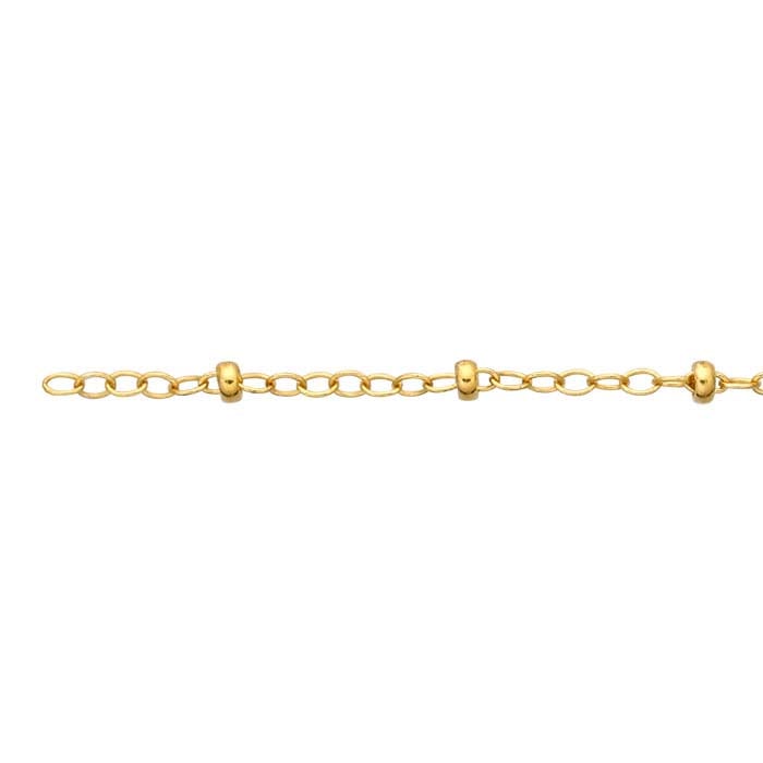14/20 Yellow Gold-Filled 1.2mm Oval Cable Chain with 2mm Roundel Beads ...