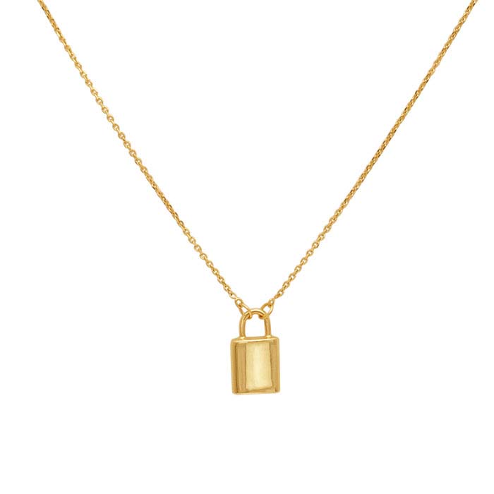 14K Gold Lock Necklace