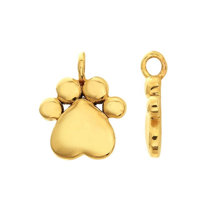 14k gold hotsell paw print charm