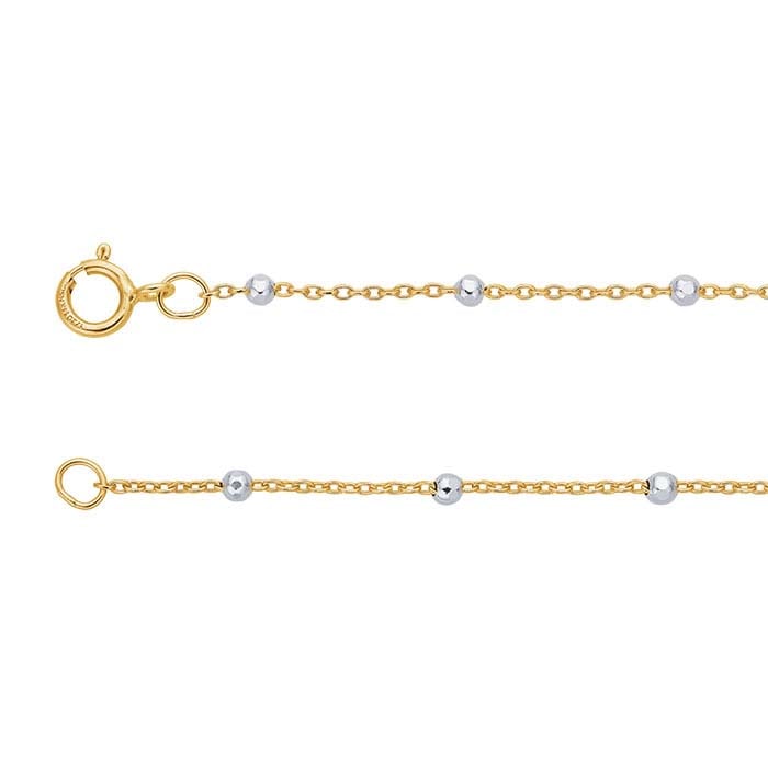 14/20 Yellow Gold-Filled 0.8mm Cable Chain with 1.7mm Beads - RioGrande