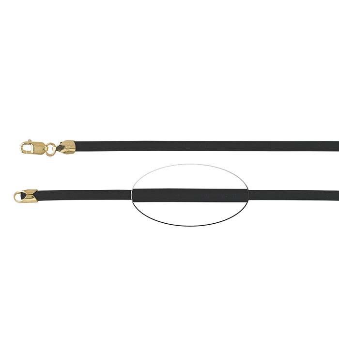 3mm Black Braided Leather Cord Chain with 14k Gold Clasp Necklace