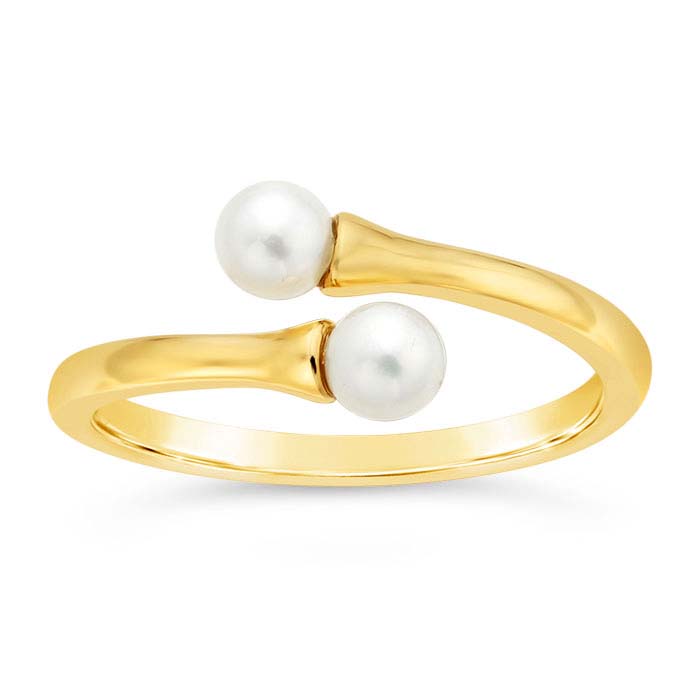 14K Yellow Gold Bypass Double Pearl Ring Mounting - RioGrande