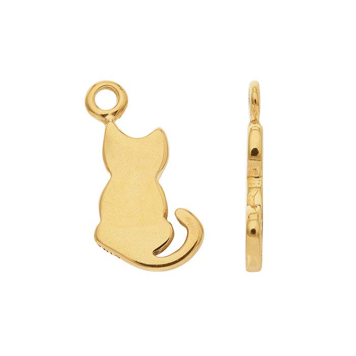 14K Yellow Gold Cat Charm - RioGrande