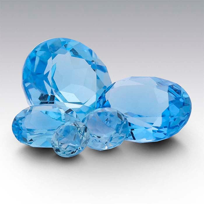 Swiss-Blue Topaz Oval Faceted Gemstones, AA-Grade