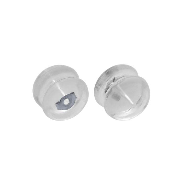 14K White Gold Rhodium-plated Silicone-Covered 6mm Mushroom-Style Friction Ear Nut