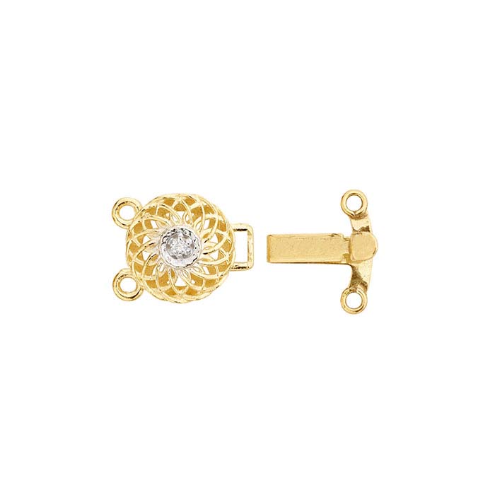 14/20 Yellow Gold-Filled Marquise Filigree Safety Clasp, Sold by Each